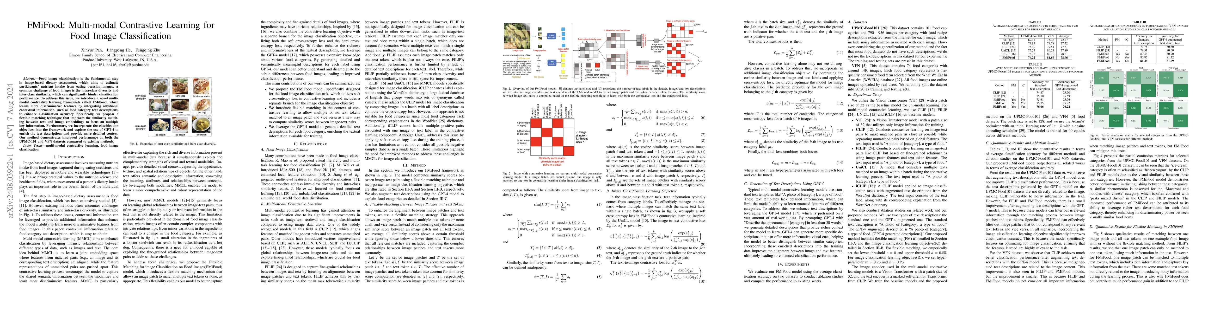 Thumbnail for FMiFood: Multi-modal Contrastive Learning for Food Image Classification