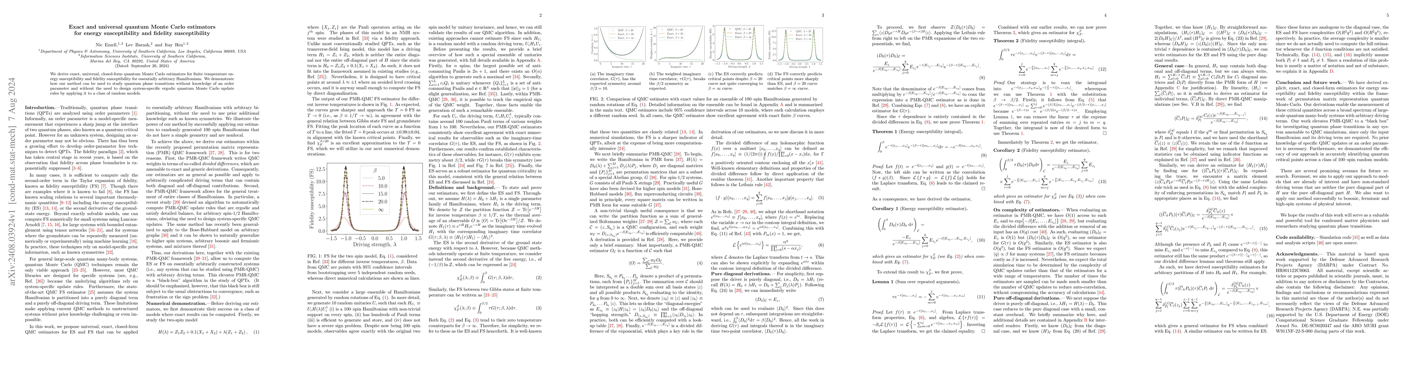 Thumbnail for Exact and universal quantum Monte Carlo estimators for energy
  susceptibility and fidelity susceptibility