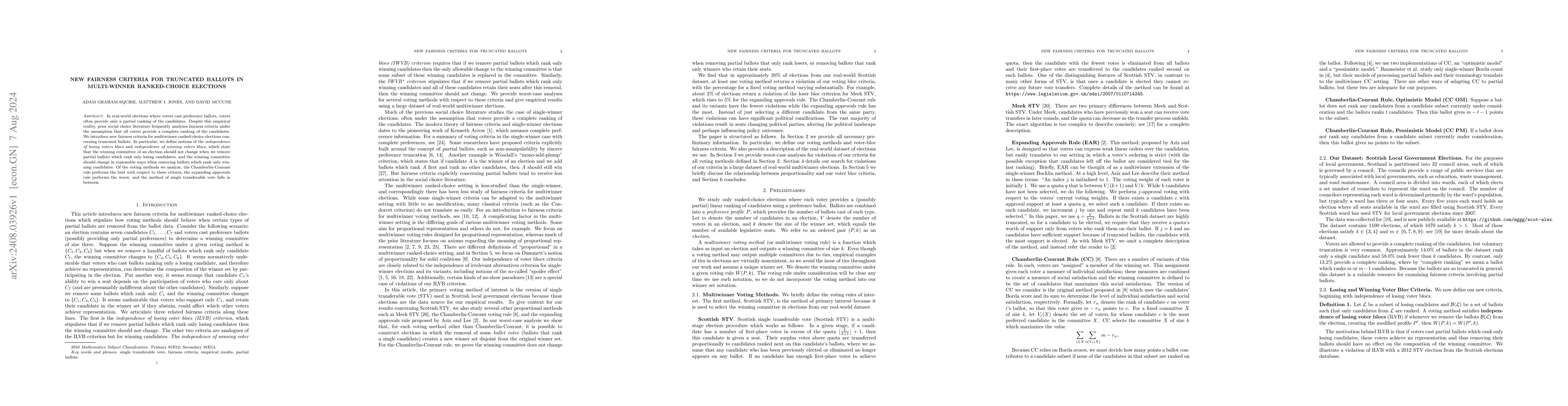 Thumbnail for New fairness criteria for truncated ballots in multi-winner
  ranked-choice elections