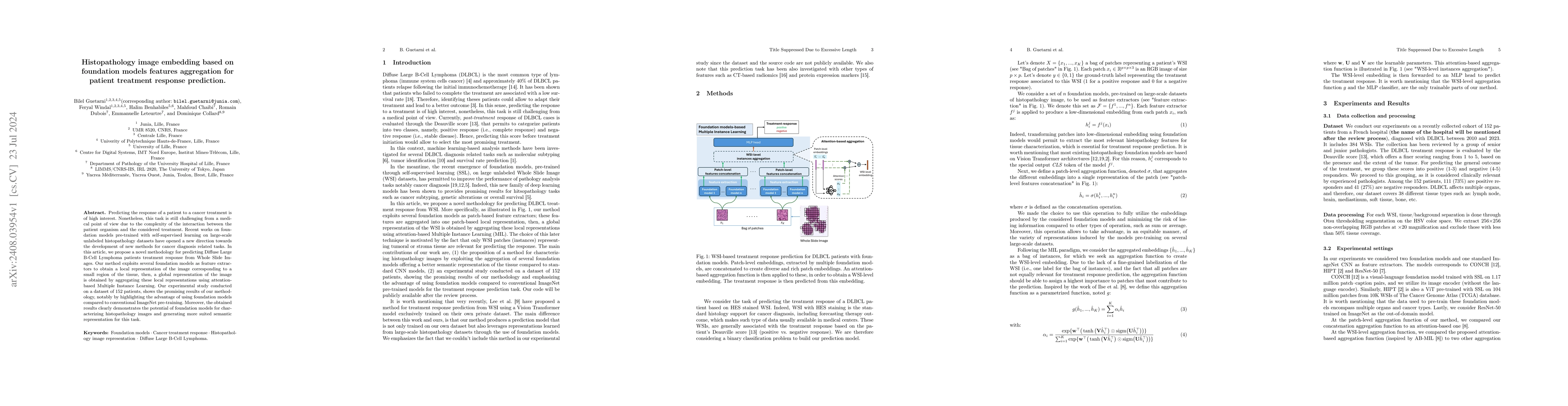 Thumbnail for Histopathology image embedding based on foundation models features
  aggregation for patient treatment response prediction