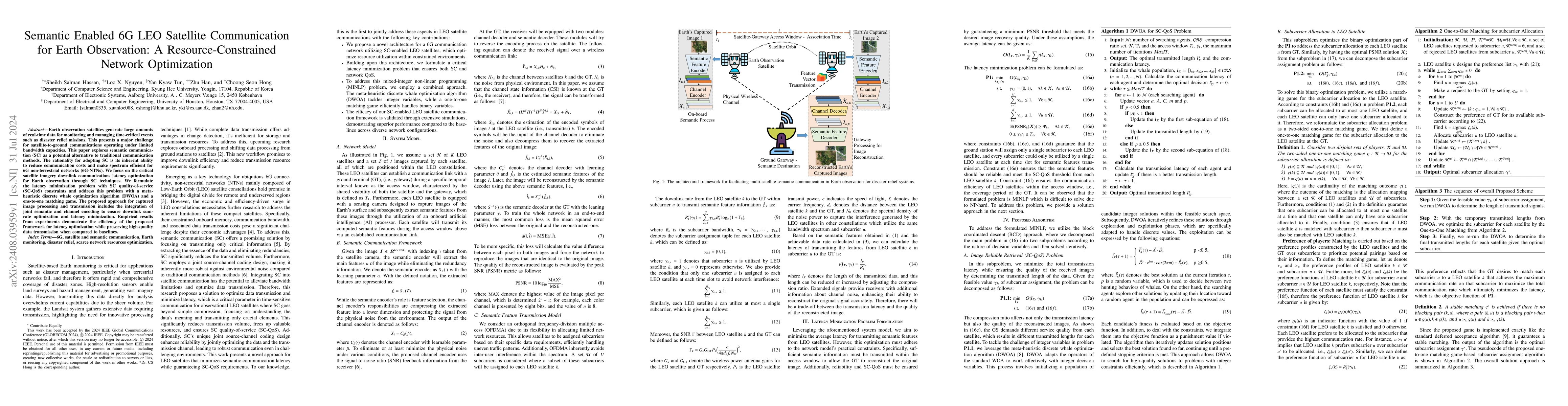 Thumbnail for Semantic Enabled 6G LEO Satellite Communication for Earth Observation: A
  Resource-Constrained Network Optimization