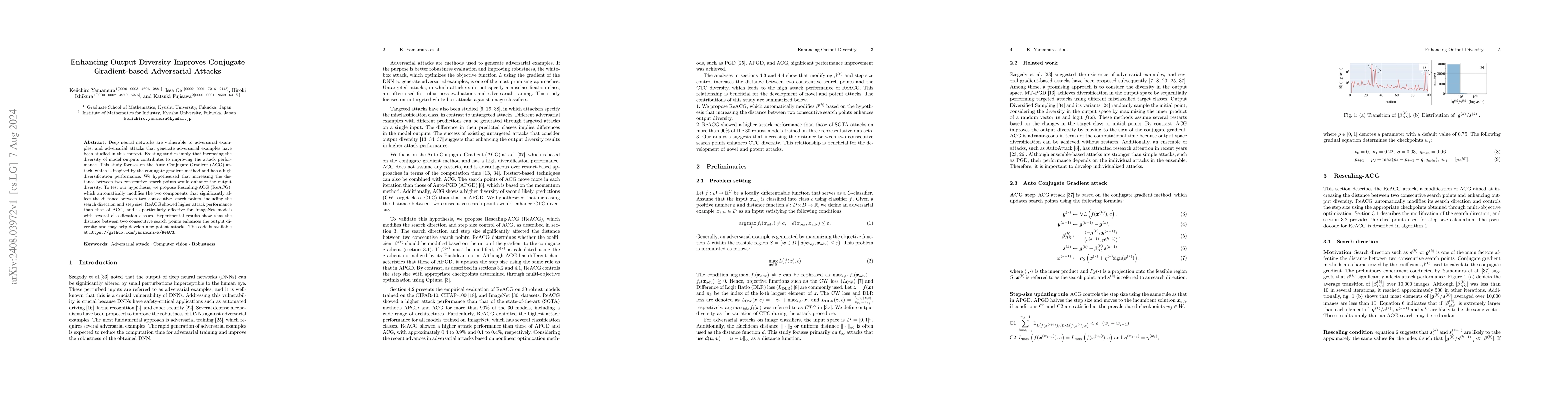 Thumbnail for Enhancing Output Diversity Improves Conjugate Gradient-based Adversarial
  Attacks