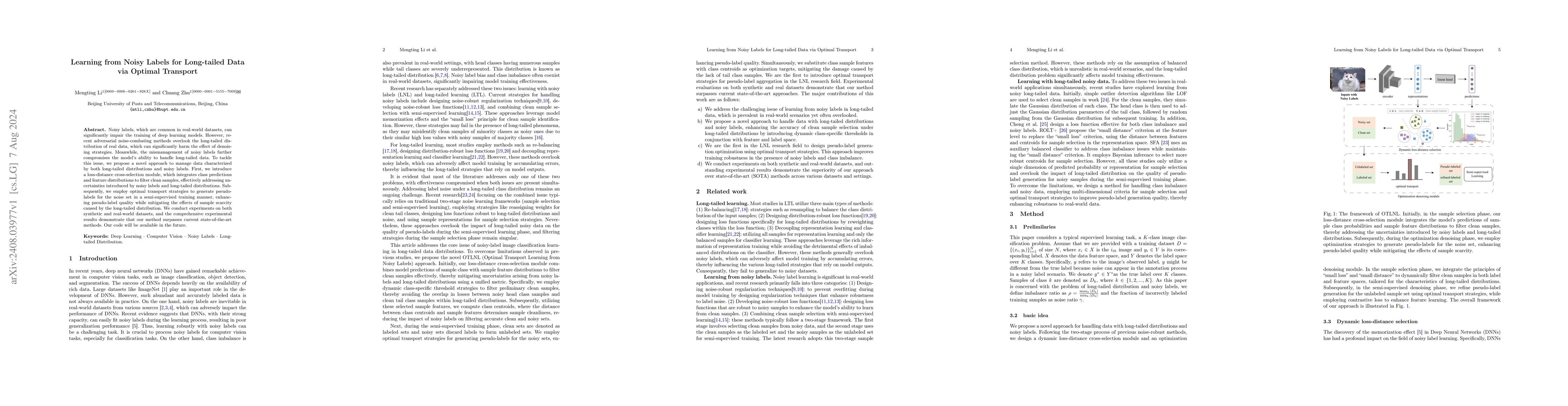 Thumbnail for Learning from Noisy Labels for Long-tailed Data via Optimal Transport