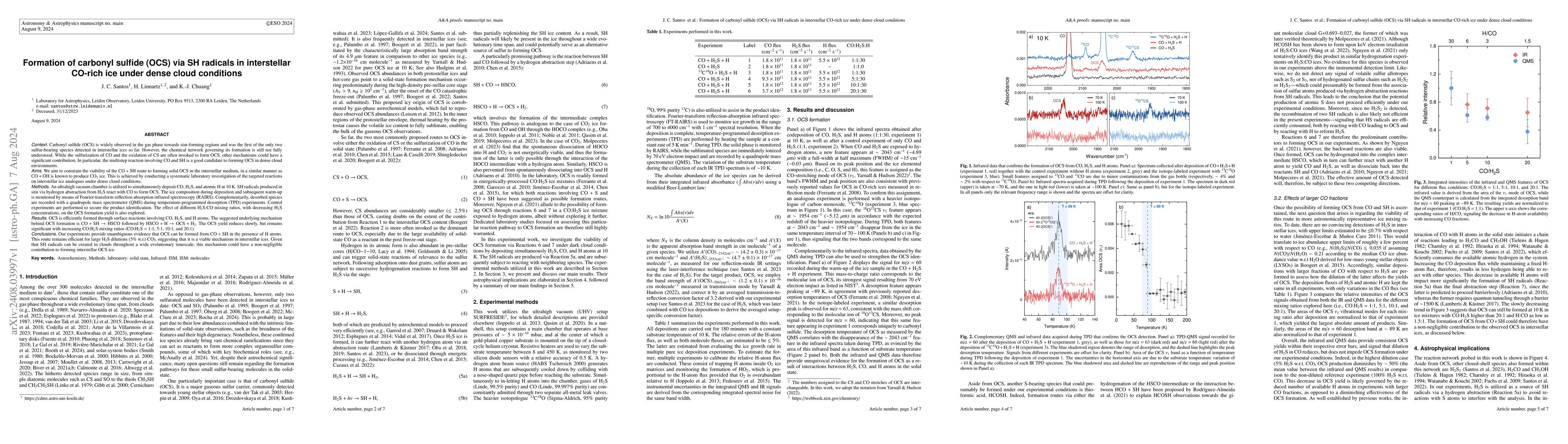 Thumbnail for Formation of carbonyl sulfide (OCS) via SH radicals in interstellar
  CO-rich ice under dense cloud conditions