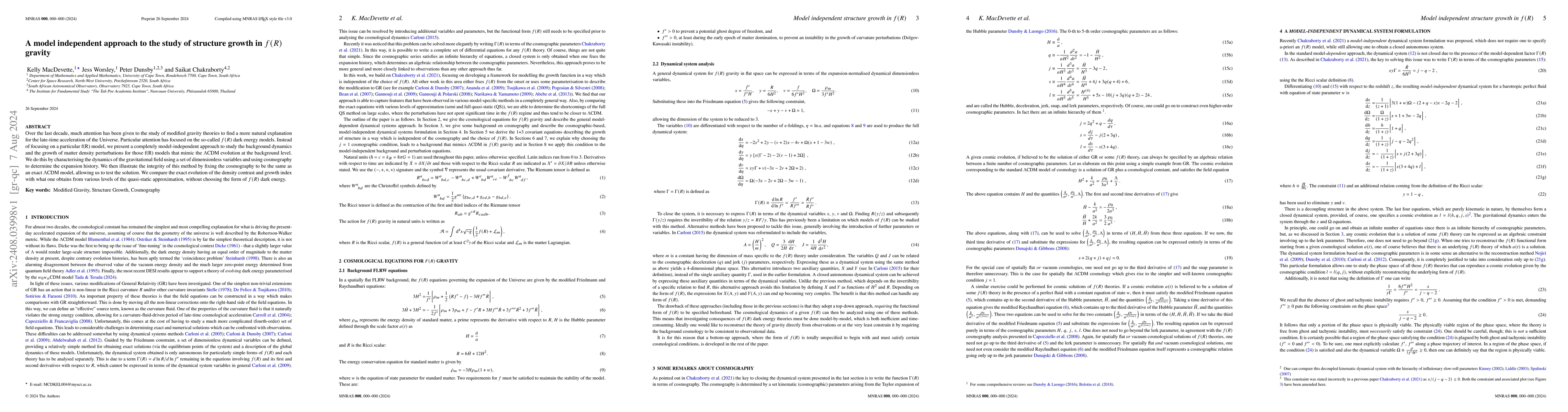 Thumbnail for A model independent approach to the study of structure growth in $f(R)$
  gravity