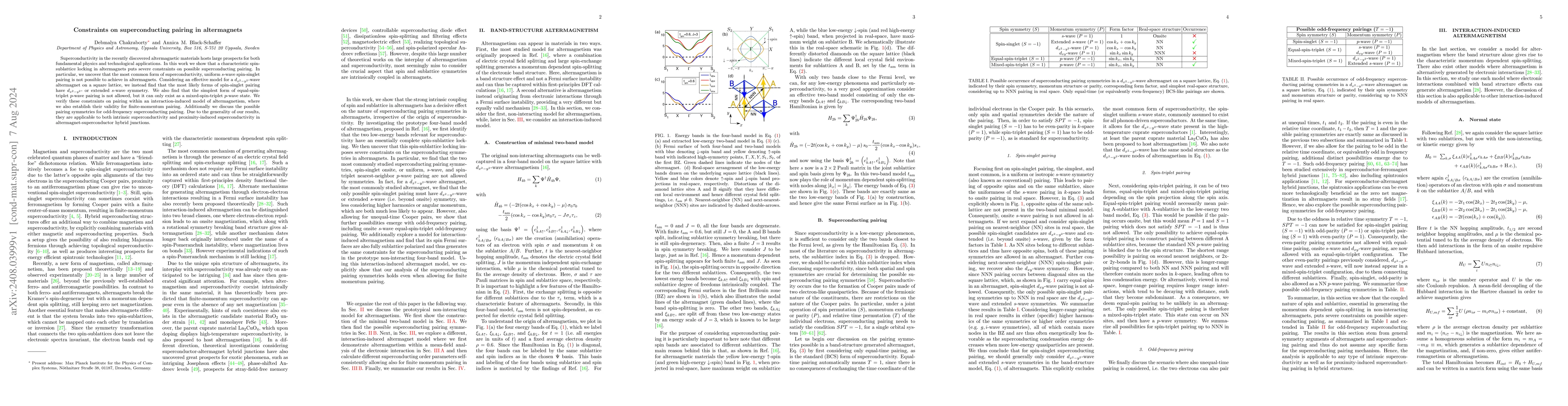 Thumbnail for Constraints on superconducting pairing in altermagnets