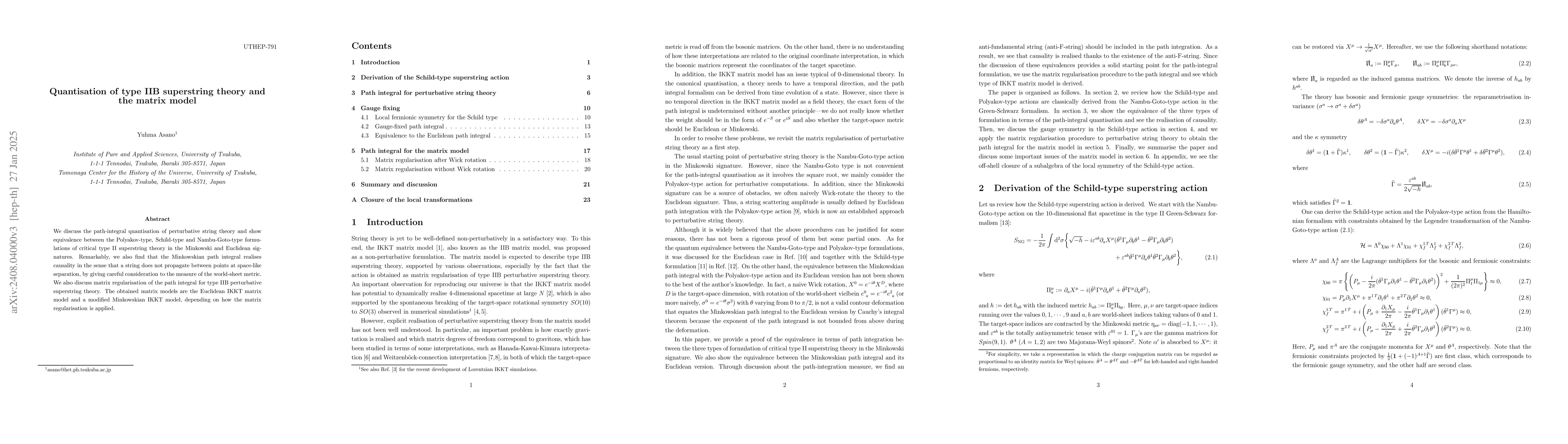 Thumbnail for Quantisation of type IIB superstring theory and the matrix model