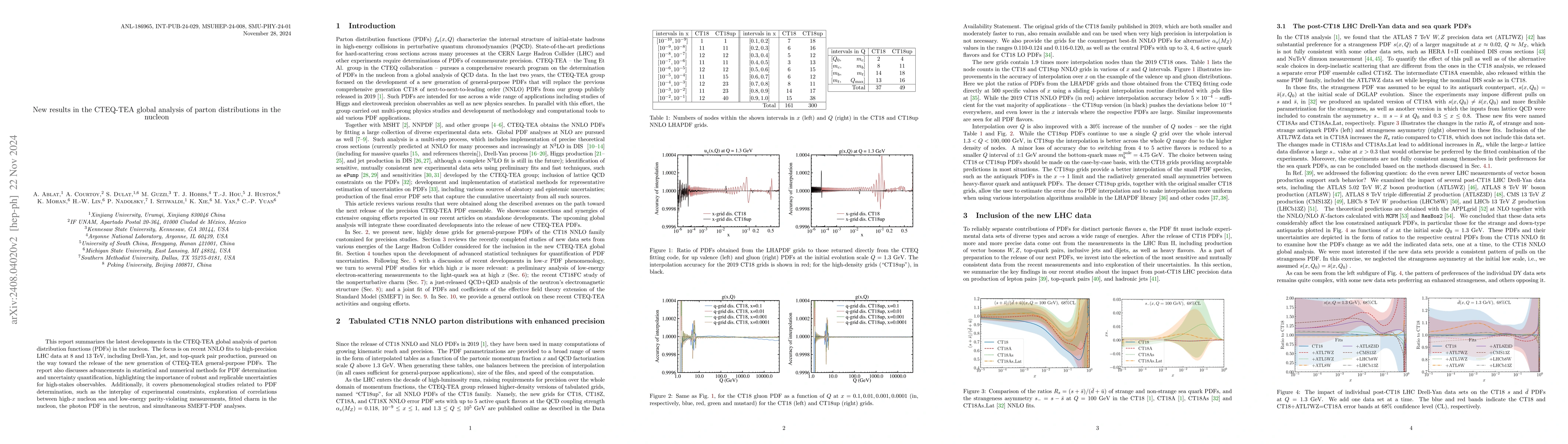 Thumbnail for New results in the CTEQ-TEA global analysis of parton distributions in
  the nucleon