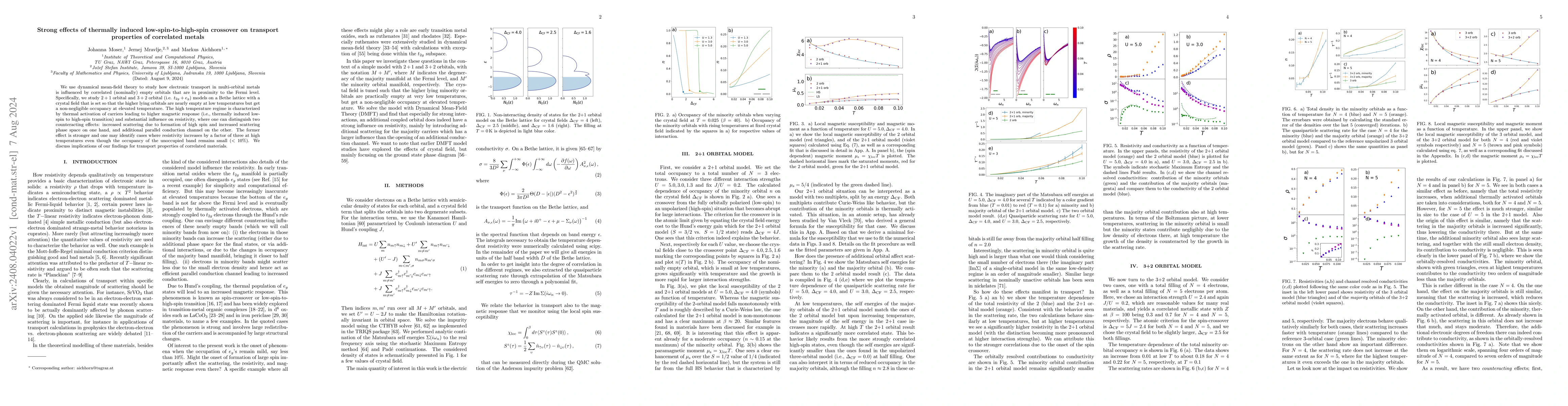Thumbnail for Strong effects of thermally induced low-spin-to-high-spin crossover on
  transport properties of correlated metals