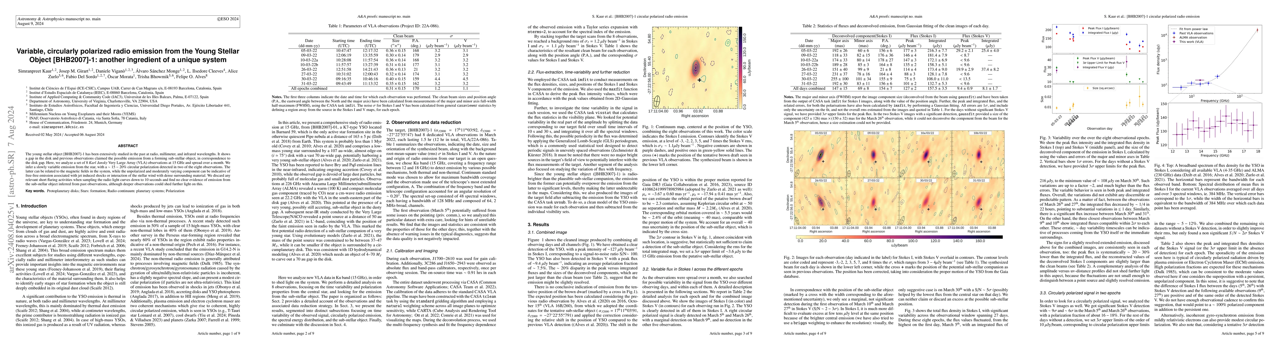 Thumbnail for Variable, circularly polarized radio emission from the Young Stellar
  Object [BHB2007]-1: another ingredient of a unique system