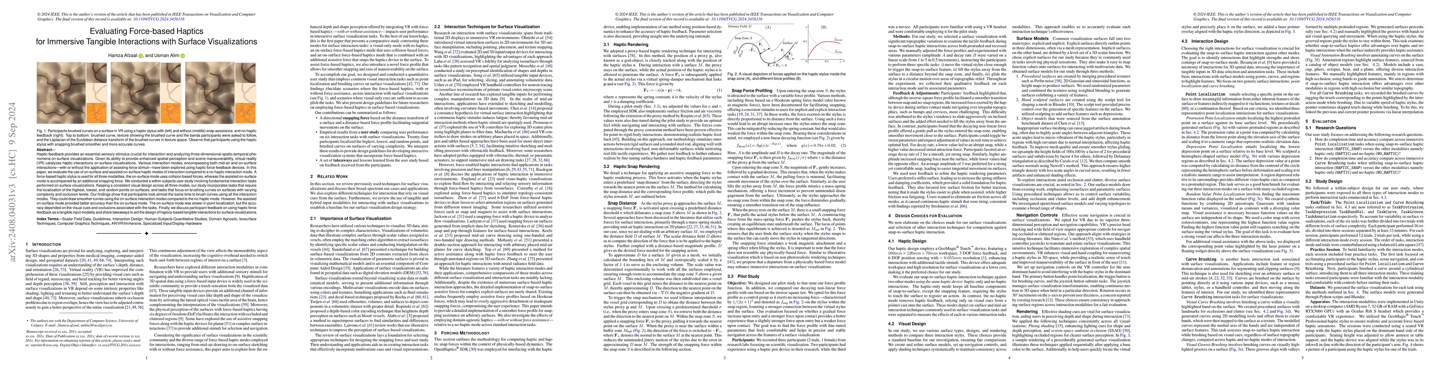 Thumbnail for Evaluating Force-based Haptics for Immersive Tangible Interactions with
  Surface Visualizations