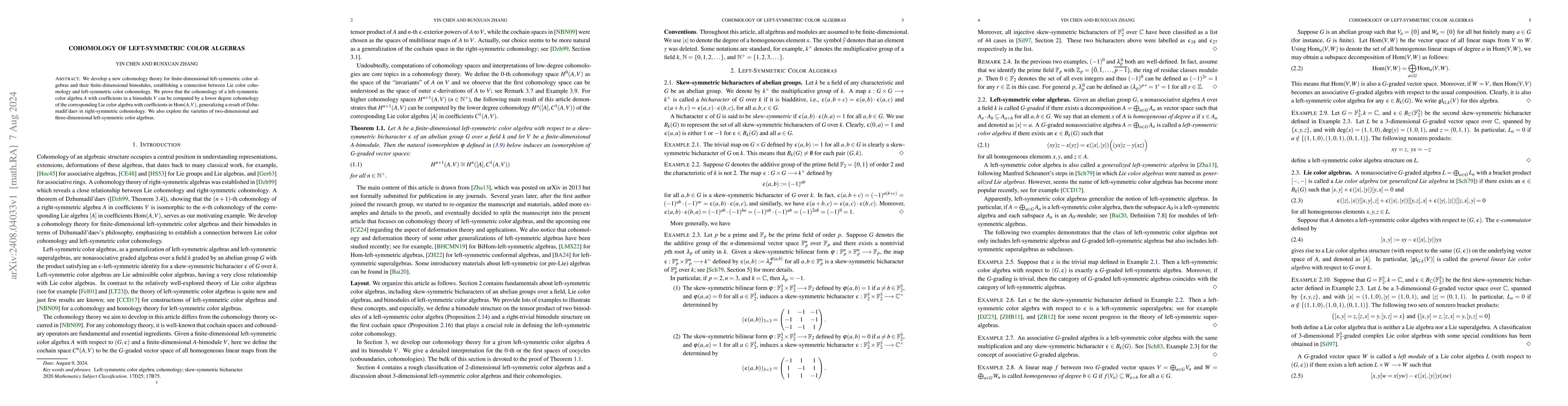 Thumbnail for Cohomology of left-symmetric color algebras