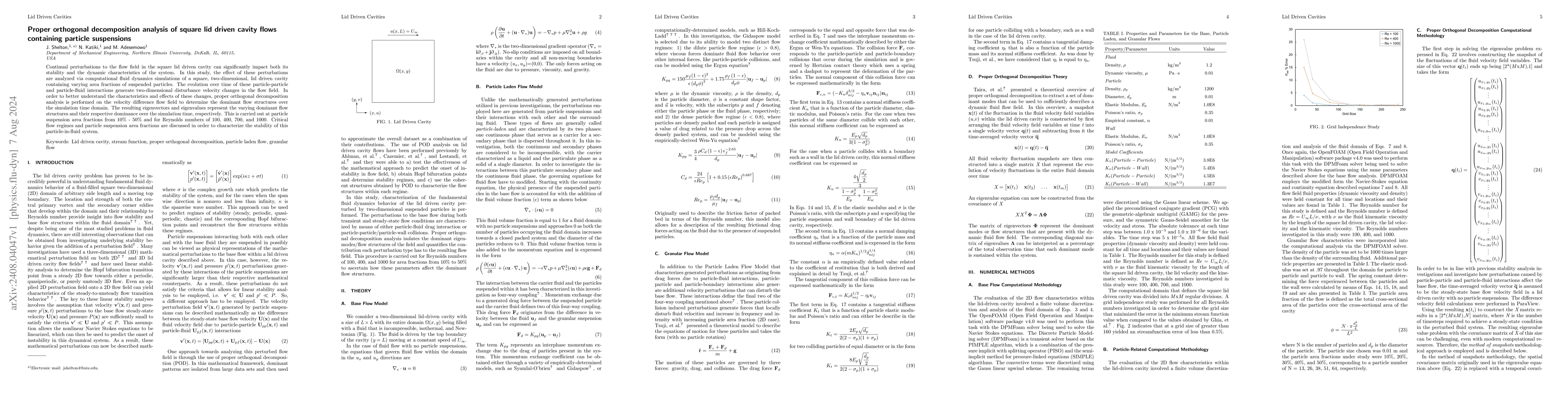 Thumbnail for Proper orthogonal decomposition analysis of square lid driven cavity
  flows containing particle suspensions