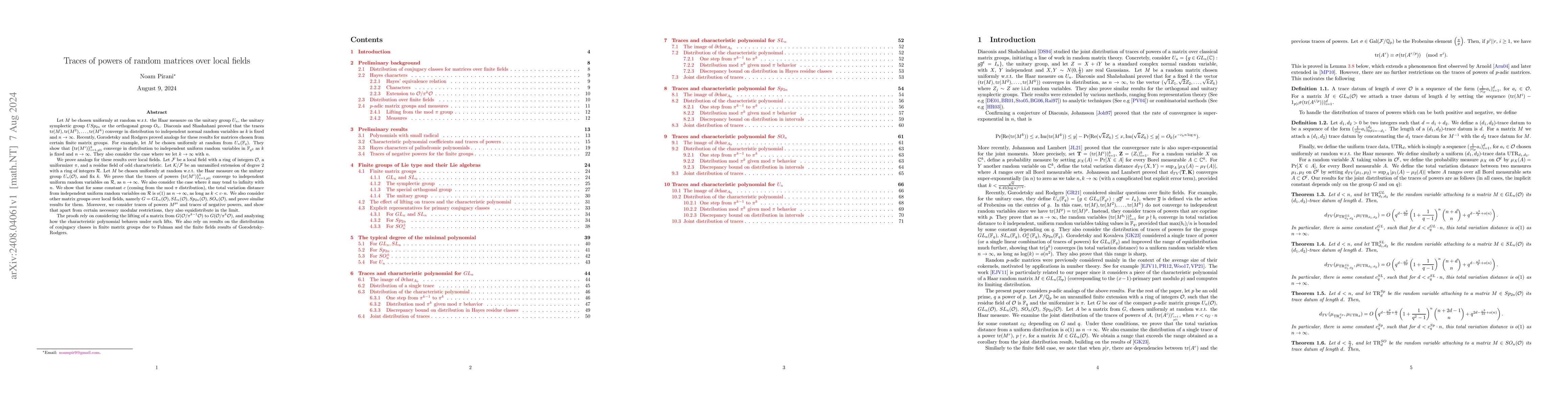 Thumbnail for Traces of powers of random matrices over local fields