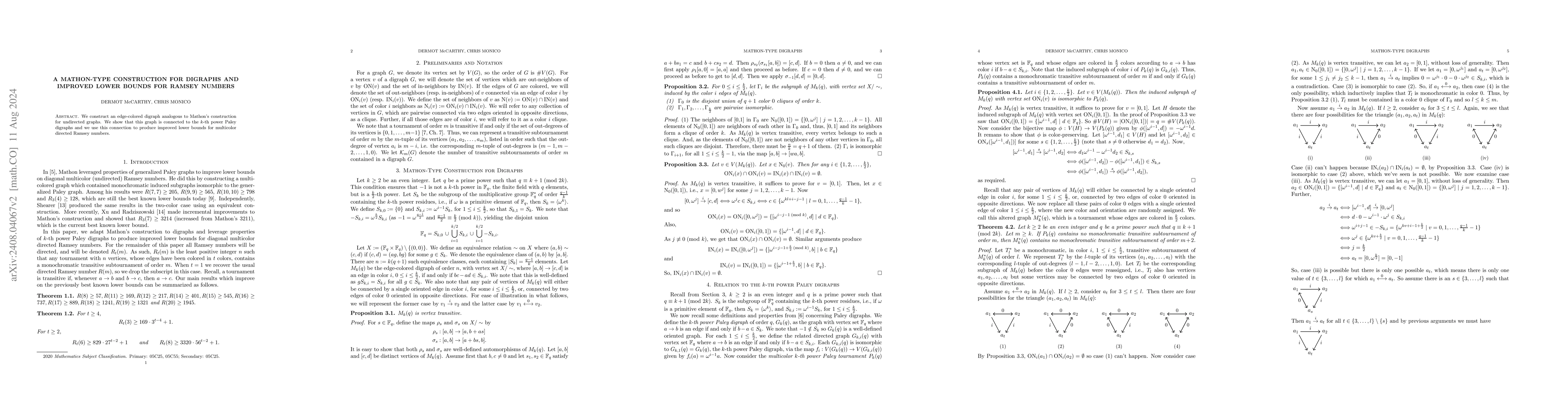 Thumbnail for A Mathon-type construction for digraphs and improved lower bounds for
  Ramsey numbers
