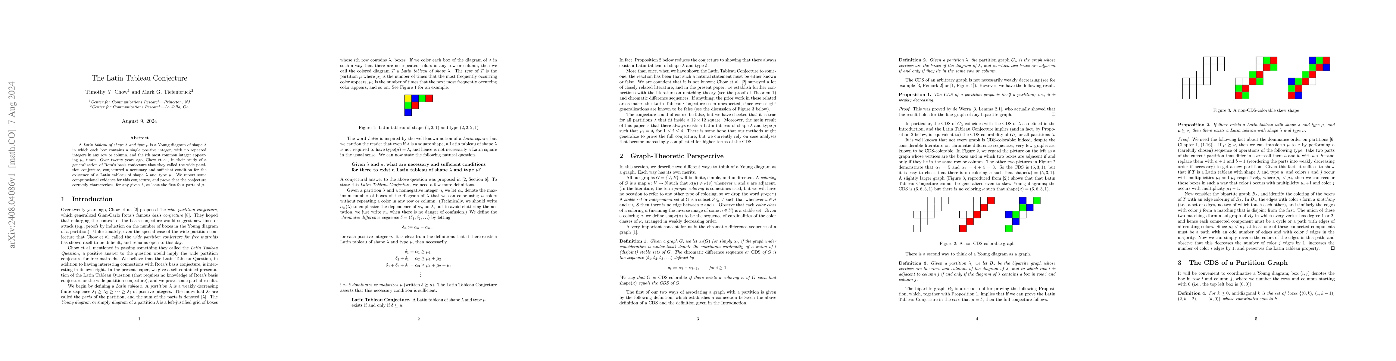 Thumbnail for The Latin Tableau Conjecture