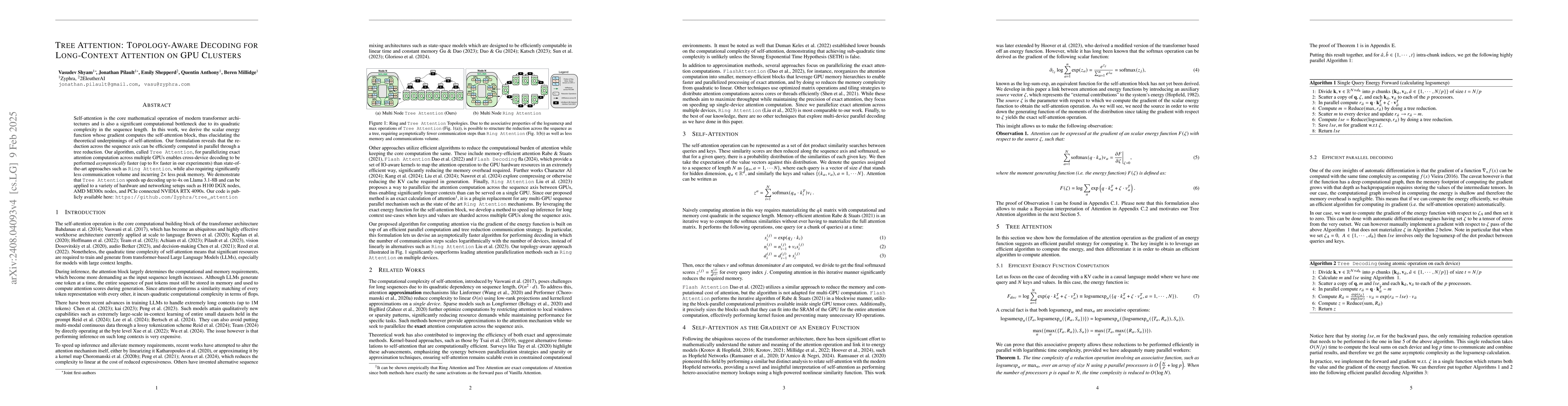 Thumbnail for Tree Attention: Topology-aware Decoding for Long-Context Attention on
  GPU clusters