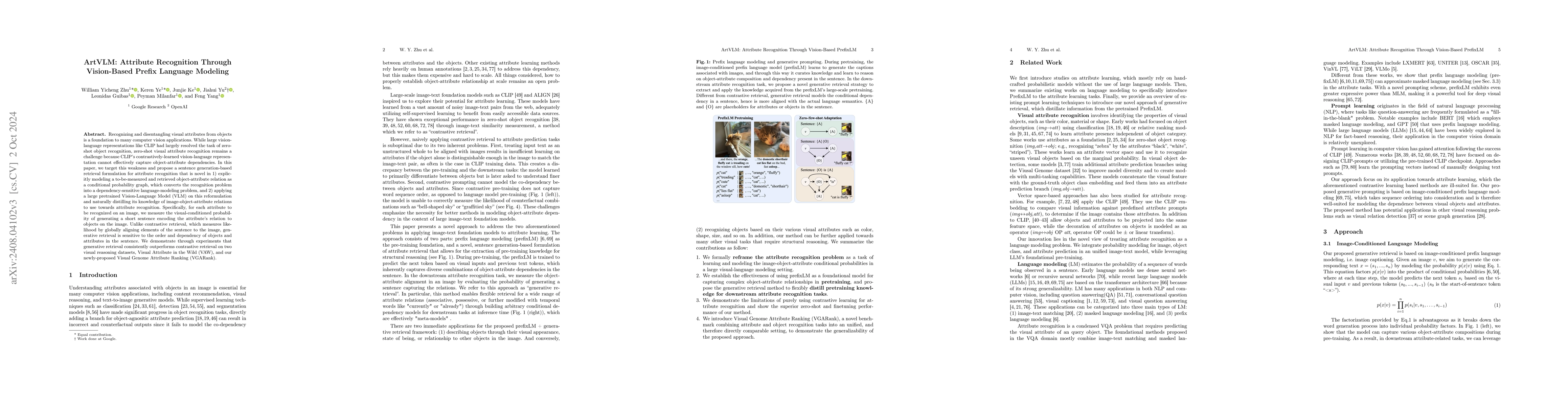 Thumbnail for ArtVLM: Attribute Recognition Through Vision-Based Prefix Language
  Modeling