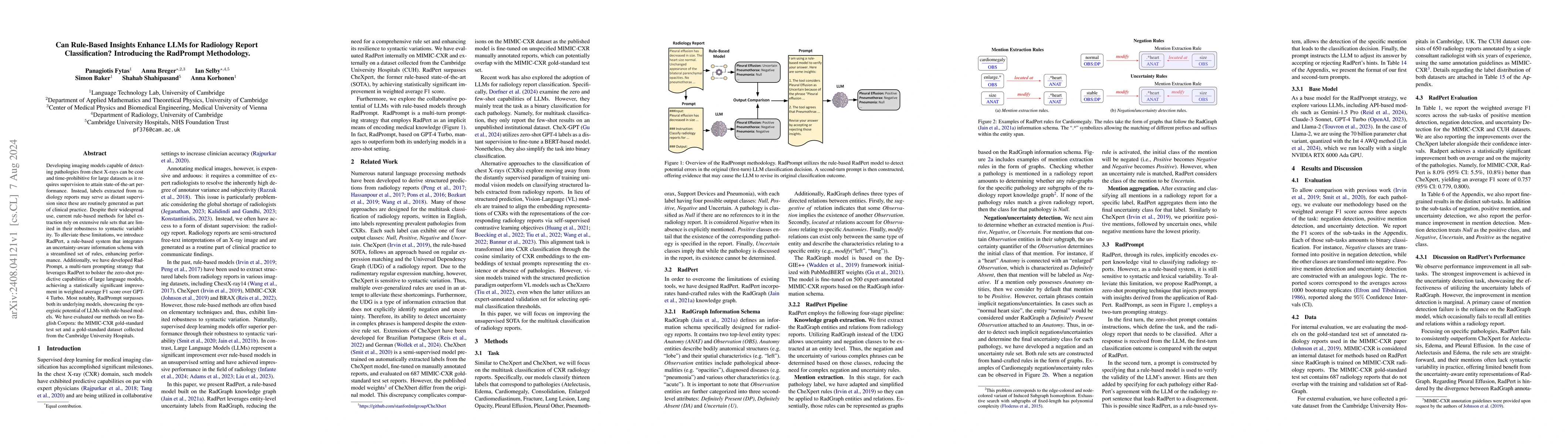 Thumbnail for Can Rule-Based Insights Enhance LLMs for Radiology Report
  Classification? Introducing the RadPrompt Methodology
