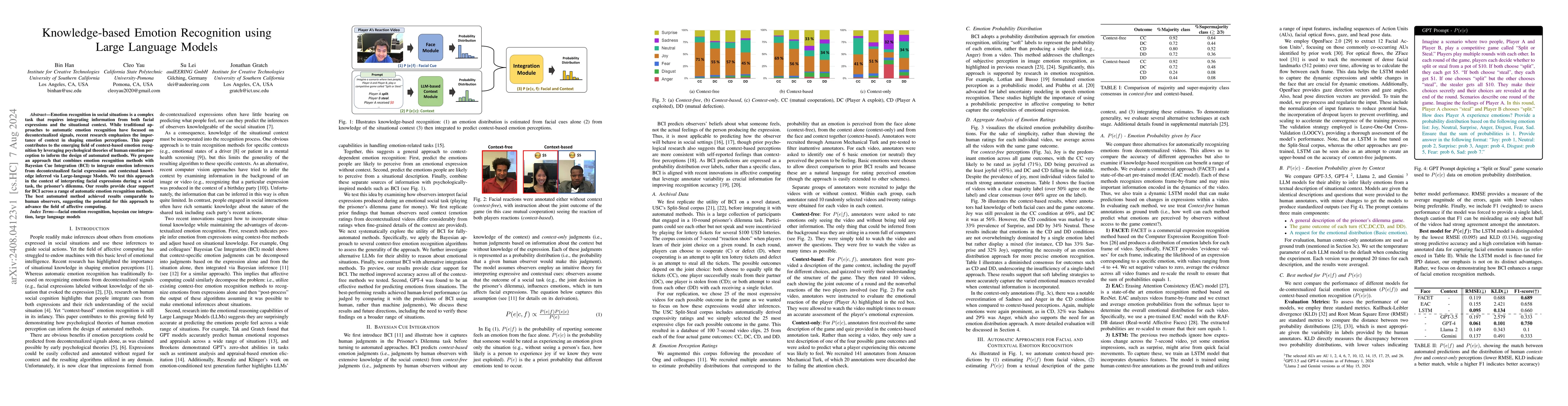 Thumbnail for Knowledge-based Emotion Recognition using Large Language Models