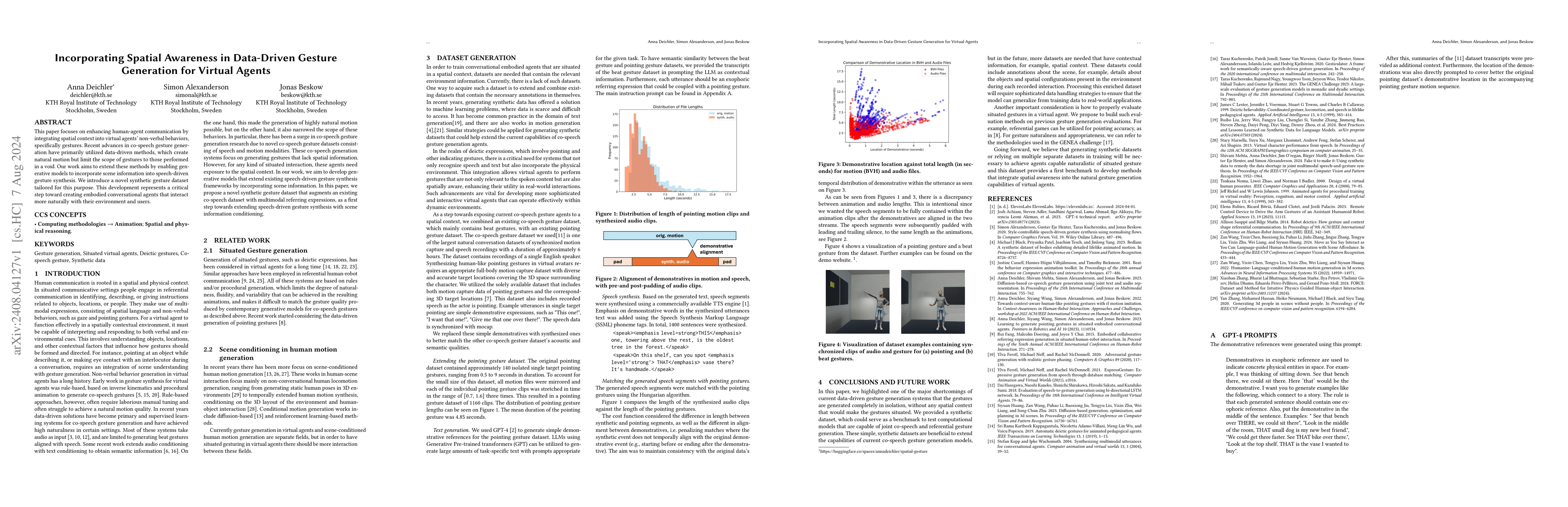Thumbnail for Incorporating Spatial Awareness in Data-Driven Gesture Generation for
  Virtual Agents