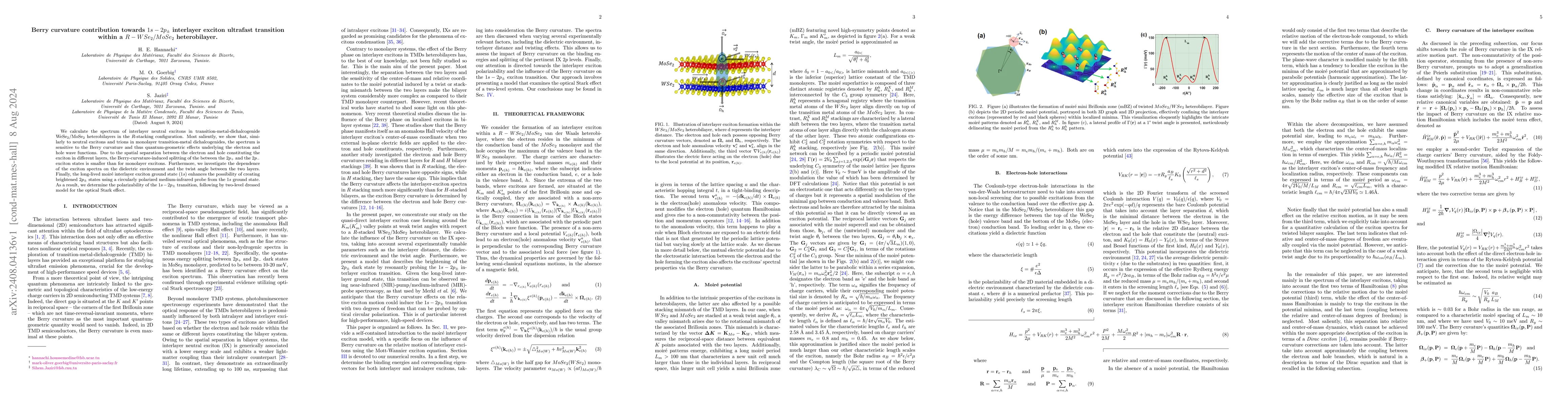 Thumbnail for Berry curvature contribution towards $ 1s-2p_{\pm} $ interlayer exciton
  ultrafast transition within a $R-WSe_{2}/MoSe_{2} $ heterobilayer