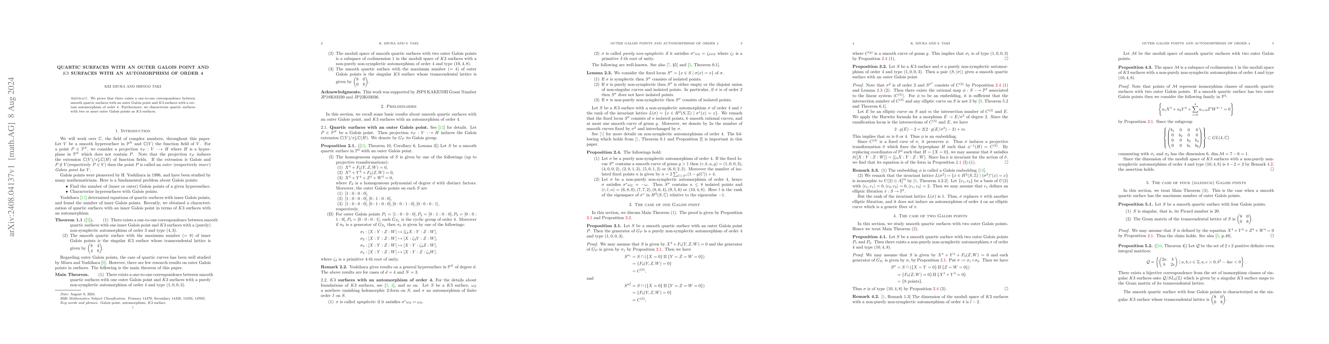 Thumbnail for Quartic surfaces with an outer Galois point and K3 surfaces with an
  automorphism of order 4