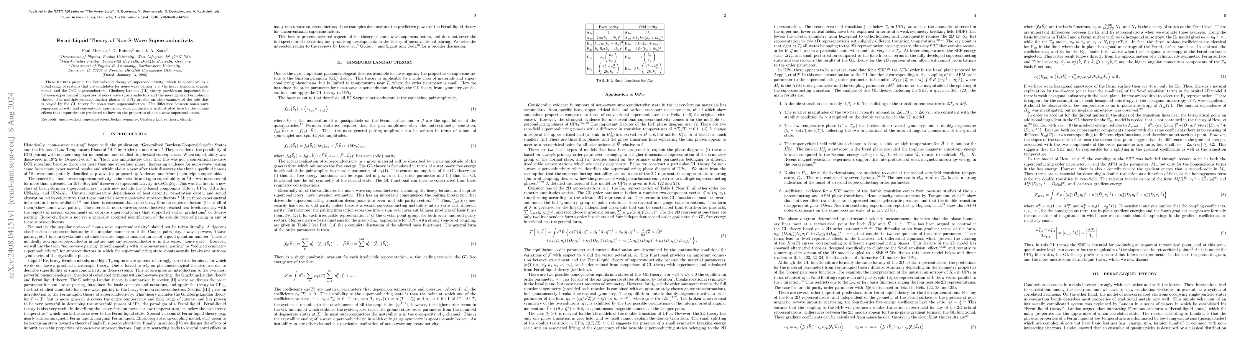 Thumbnail for Fermi-Liquid Theory of Non-S-Wave Superconductivity