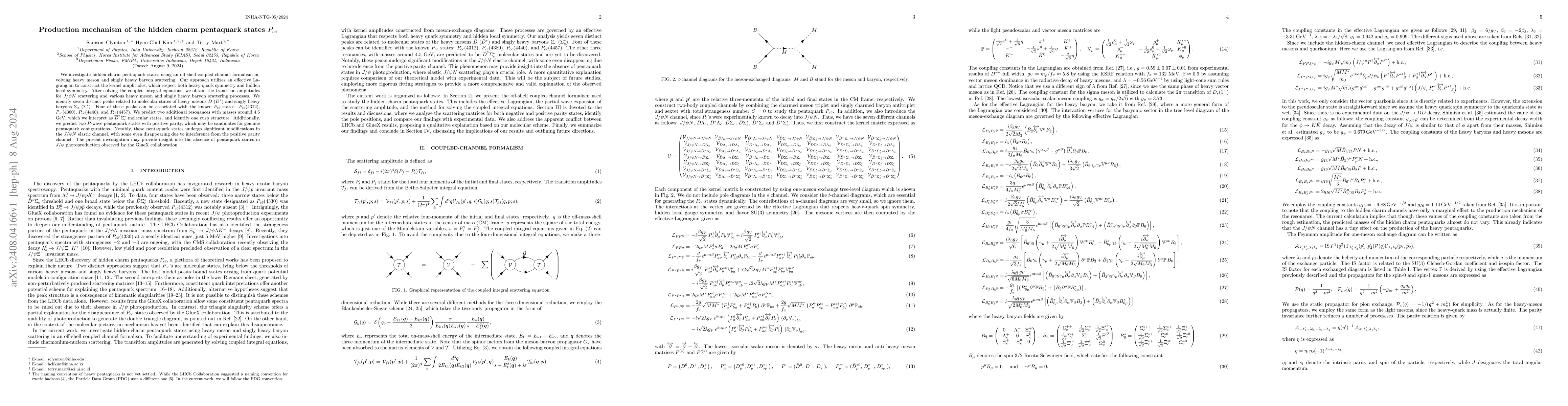 Thumbnail for Production mechanism of the hidden charm pentaquark states
  $P_{c\bar{c}}$