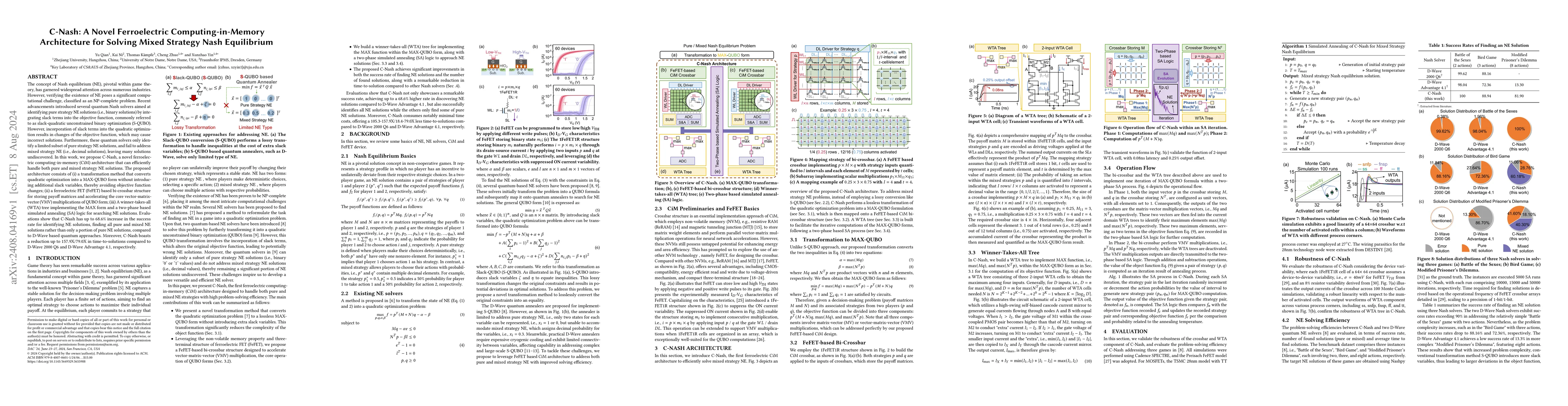 Thumbnail for C-Nash: A Novel Ferroelectric Computing-in-Memory Architecture for
  Solving Mixed Strategy Nash Equilibrium
