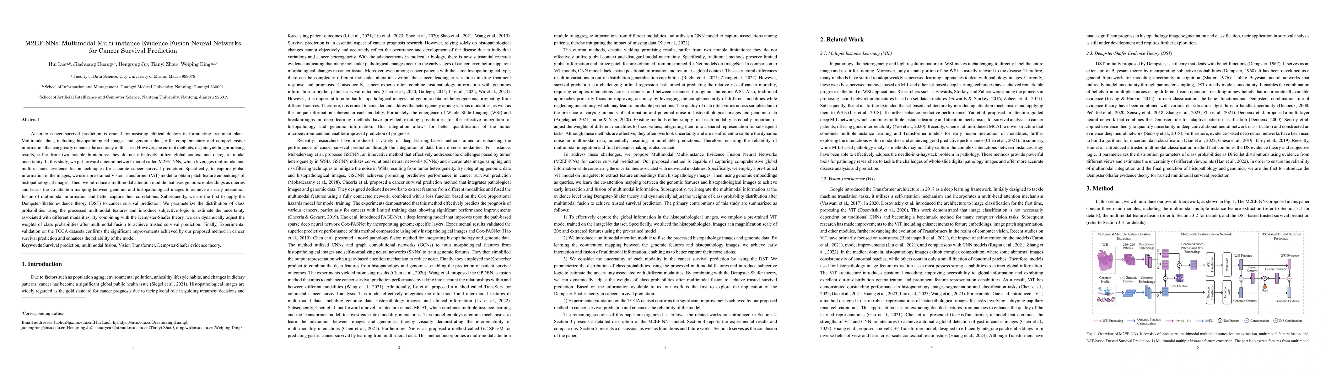 Thumbnail for M2EF-NNs: Multimodal Multi-instance Evidence Fusion Neural Networks for
  Cancer Survival Prediction