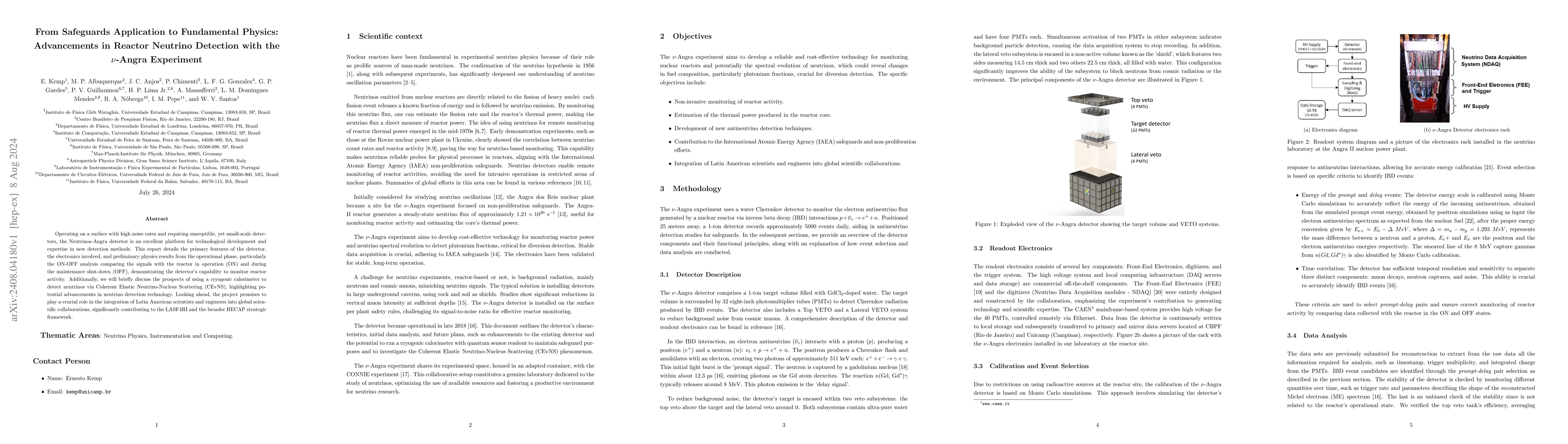 Thumbnail for From Safeguards Application to Fundamental Physics: Advancements in
  Reactor Neutrino Detection with the ν-Angra Experiment