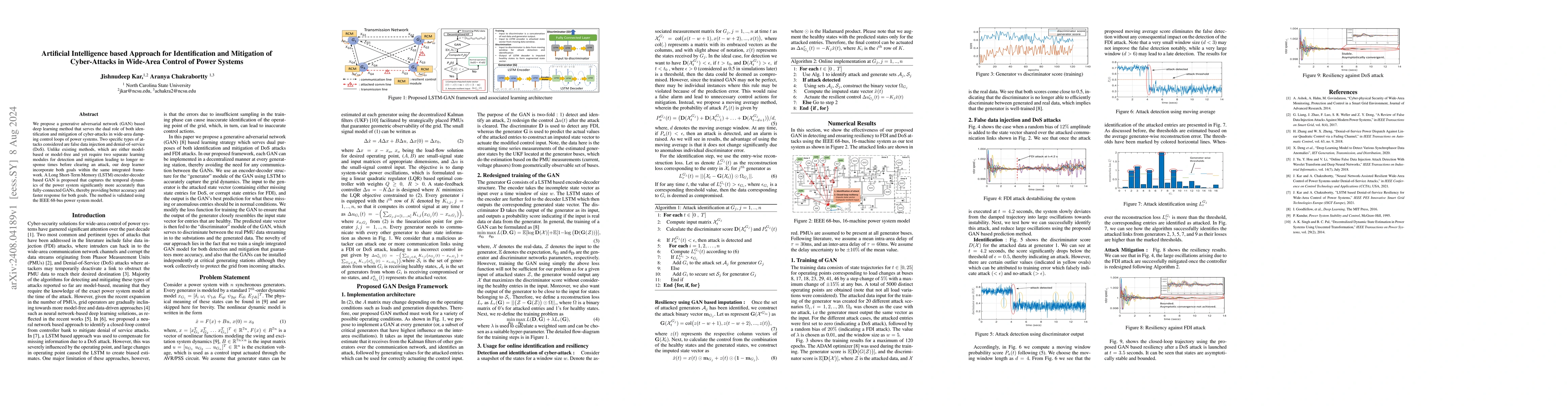 Thumbnail for Artificial Intelligence based Approach for Identification and Mitigation
  of Cyber-Attacks in Wide-Area Control of Power Systems