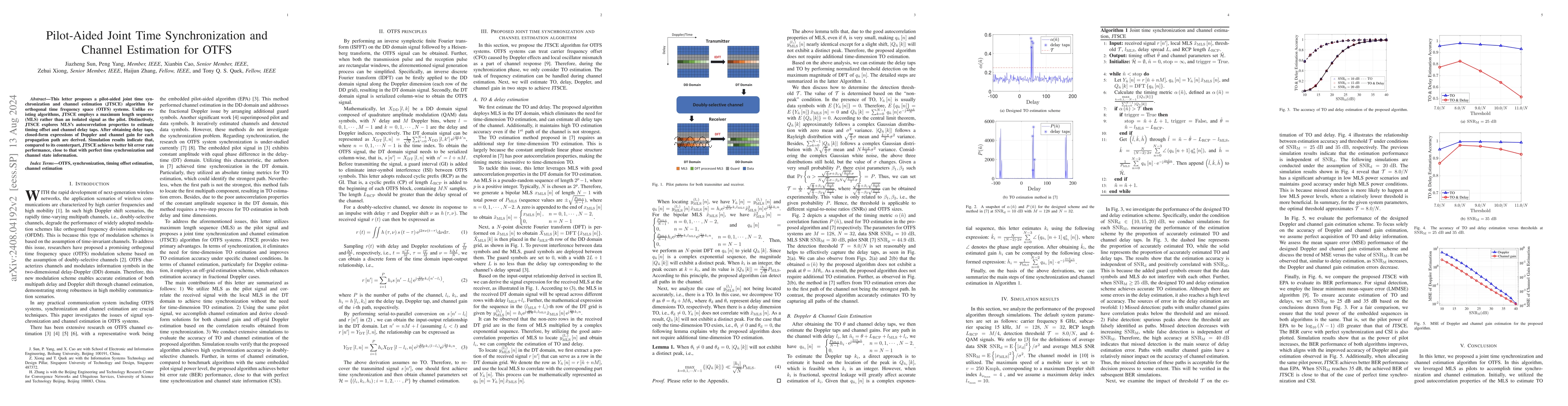 Thumbnail for Pilot-Aided Joint Time Synchronization and Channel Estimation for OTFS