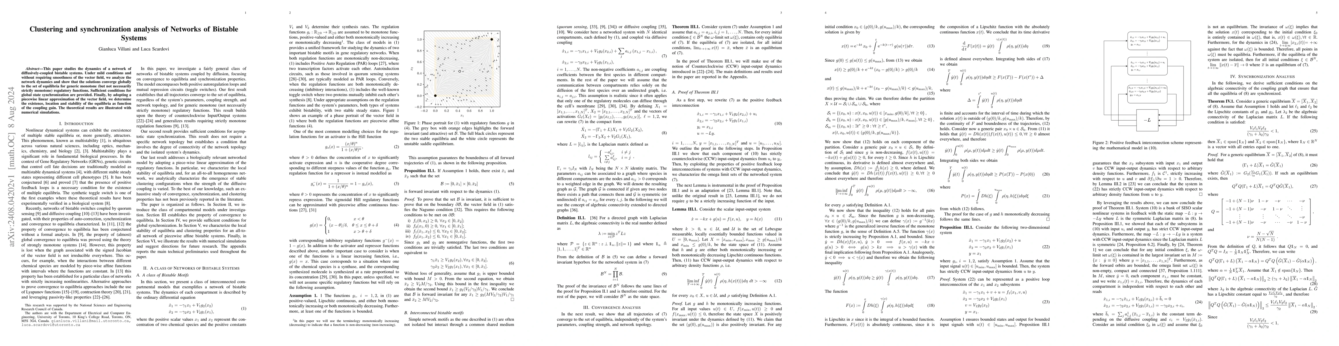 Thumbnail for Clustering and synchronization analysis of Networks of Bistable Systems