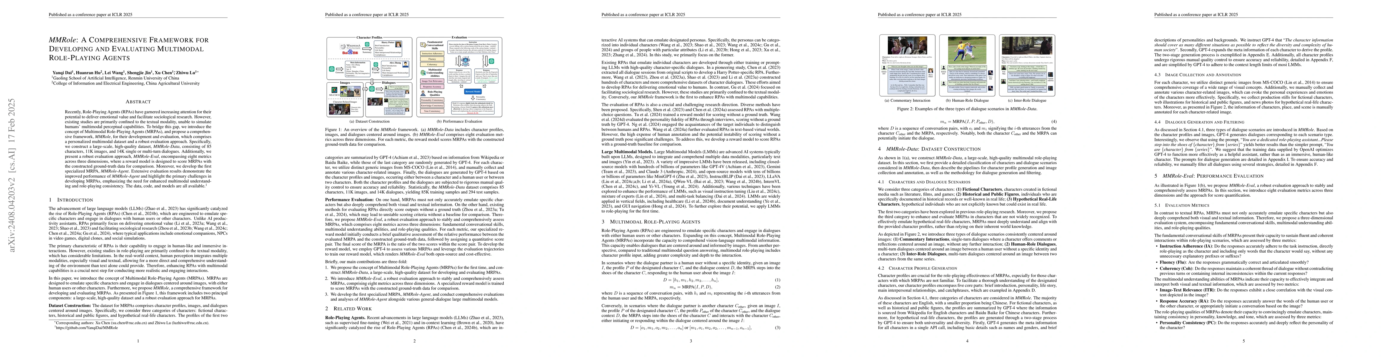 Thumbnail for MMRole: A Comprehensive Framework for Developing and Evaluating
  Multimodal Role-Playing Agents