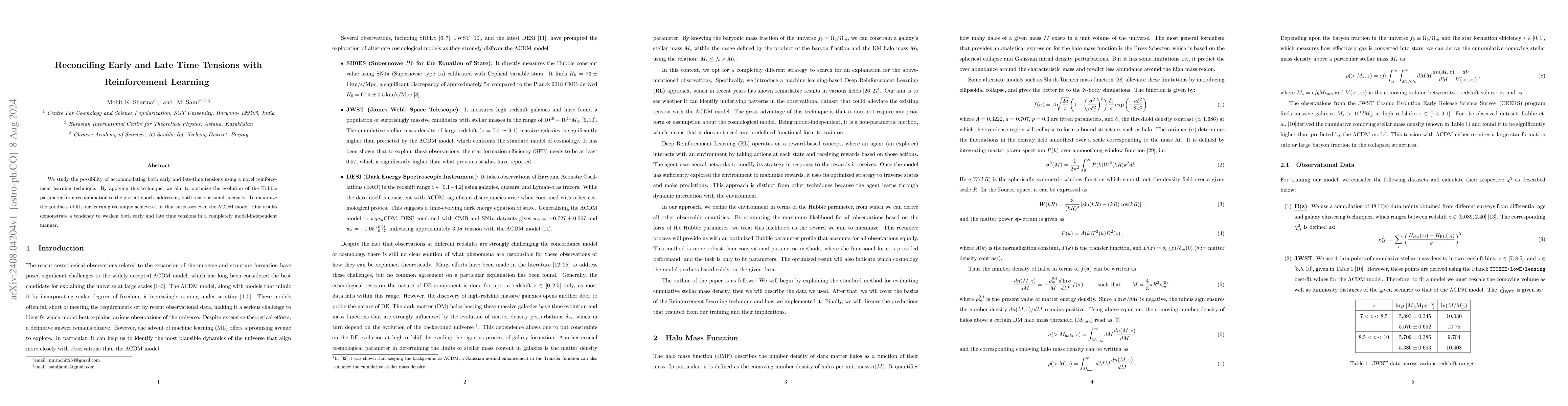 Thumbnail for Reconciling Early and Late Time Tensions with Reinforcement Learning