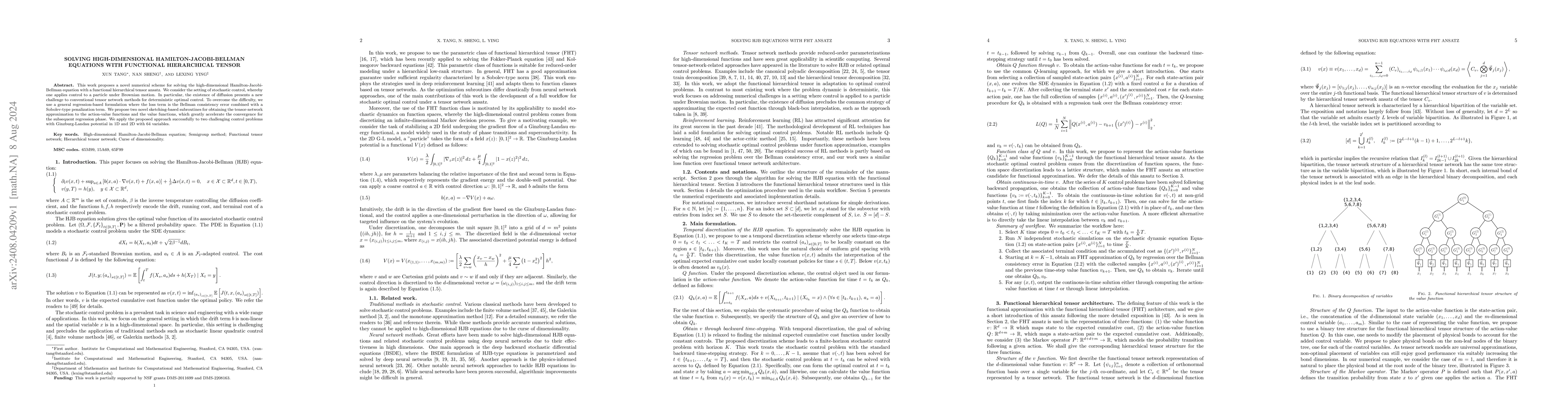 Thumbnail for Solving high-dimensional Hamilton-Jacobi-Bellman equation with
  functional hierarchical tensor