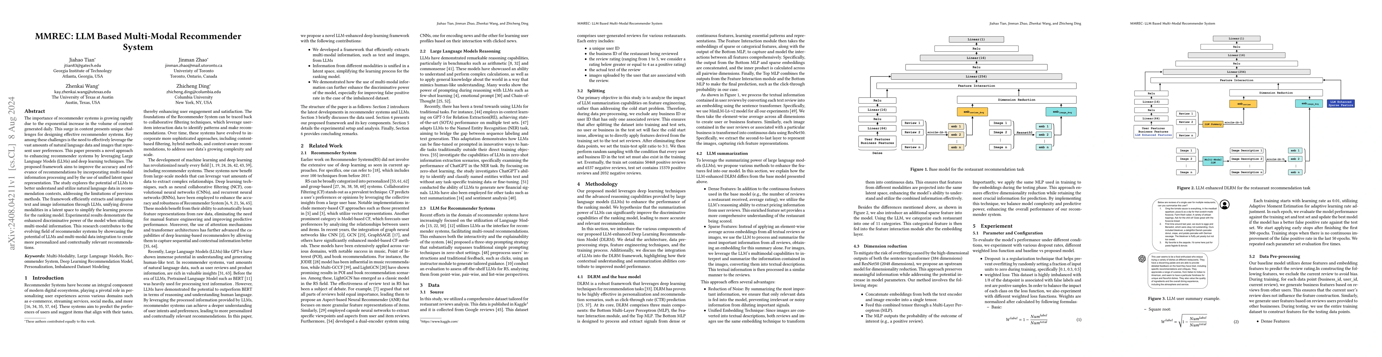 Thumbnail for MMREC: LLM Based Multi-Modal Recommender System
