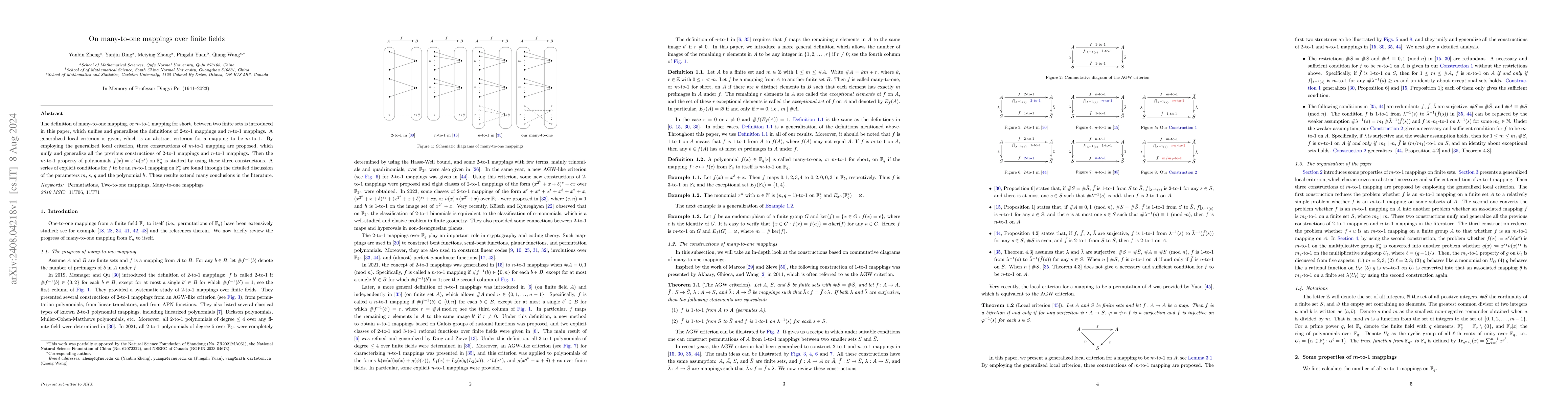Thumbnail for On many-to-one mappings over finite fields