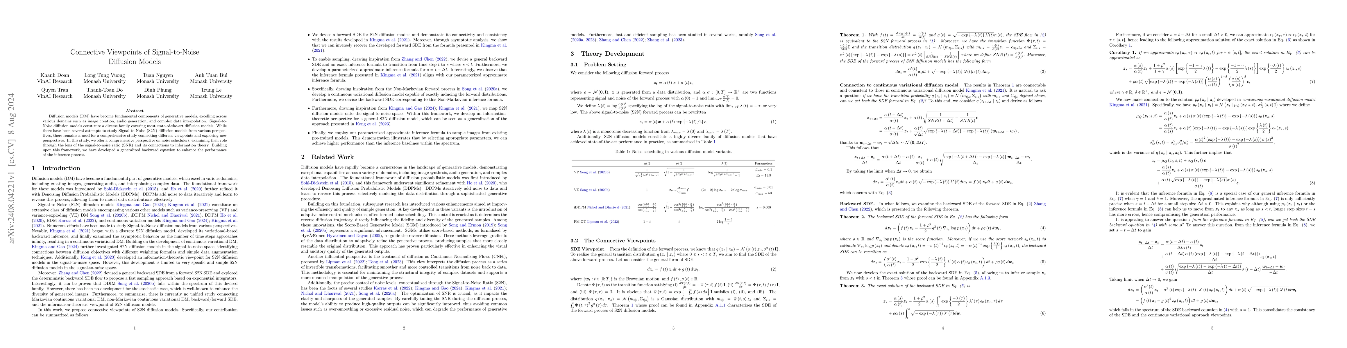Thumbnail for Connective Viewpoints of Signal-to-Noise Diffusion Models