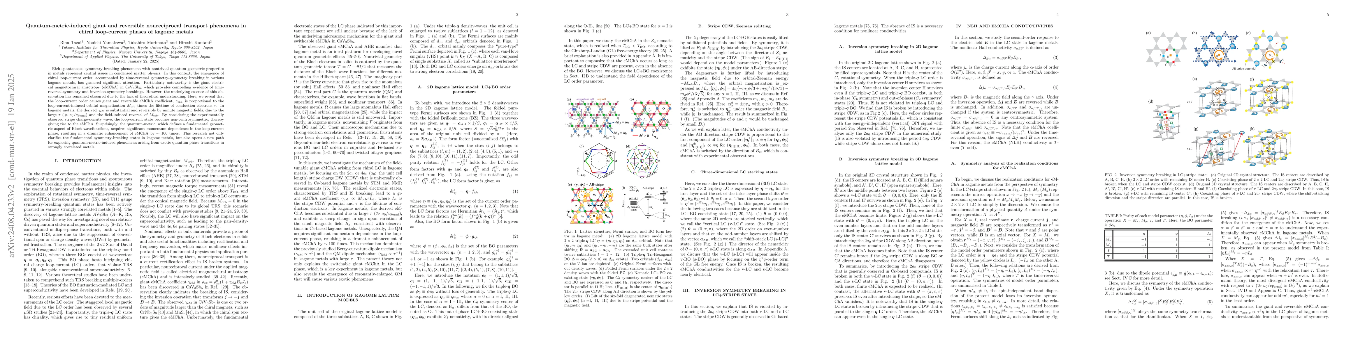 Thumbnail for Quantum-metric-induced giant and reversible nonreciprocal transport
  phenomena in chiral loop-current phases of kagome metals