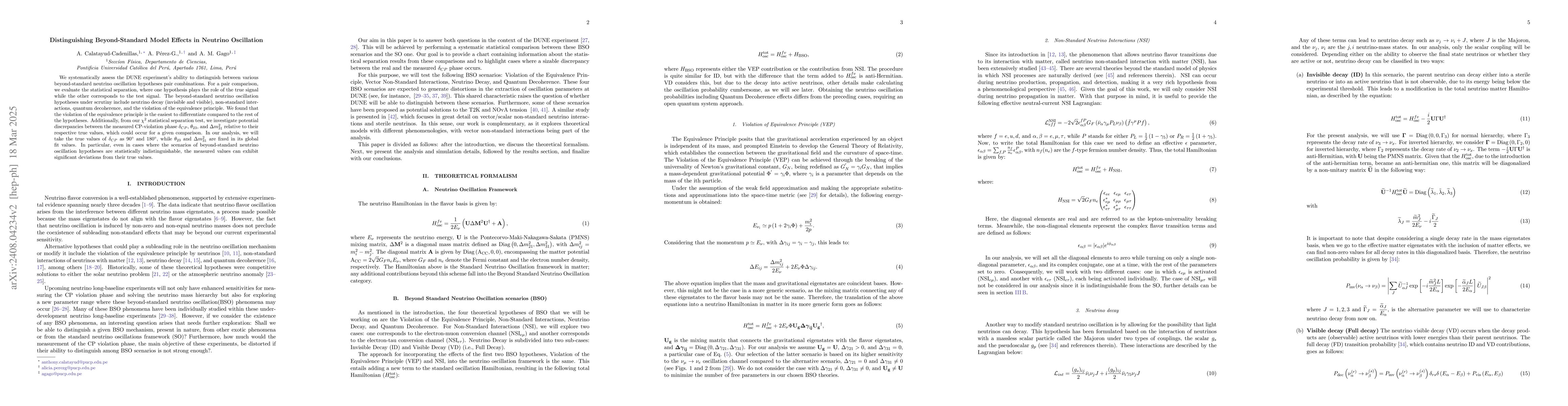 Thumbnail for Distinguishing Beyond-Standard Model Effects in Neutrino Oscillation