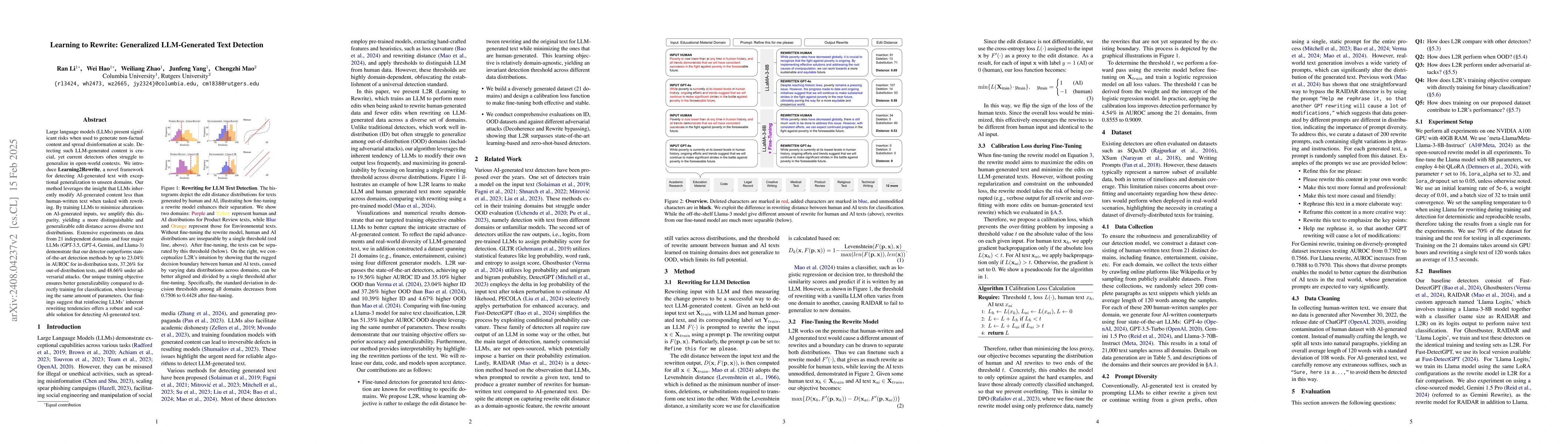 Thumbnail for Learning to Rewrite: Generalized LLM-Generated Text Detection