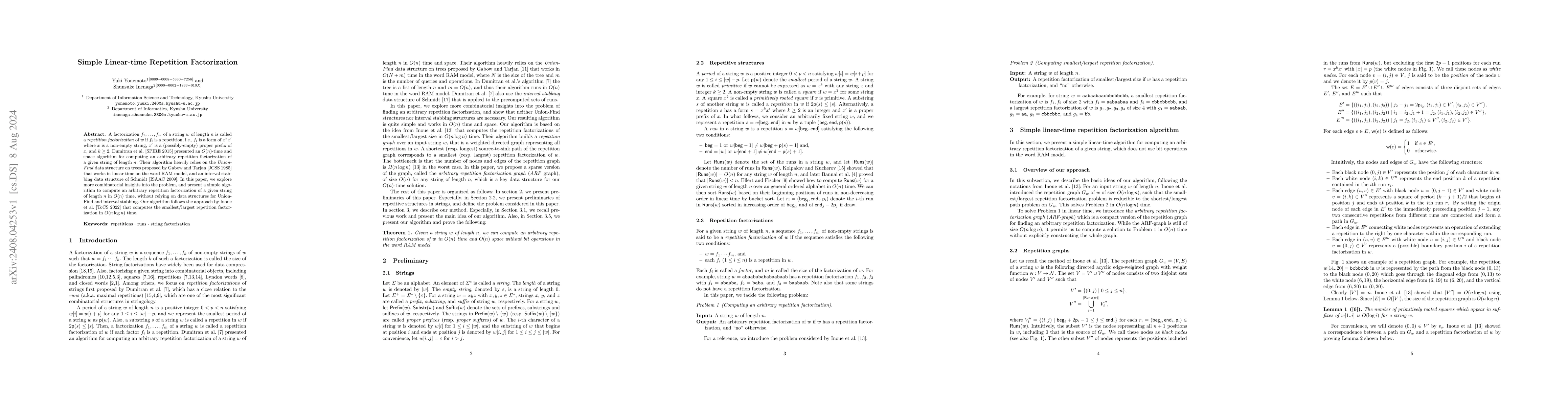 Thumbnail for Simple Linear-time Repetition Factorization