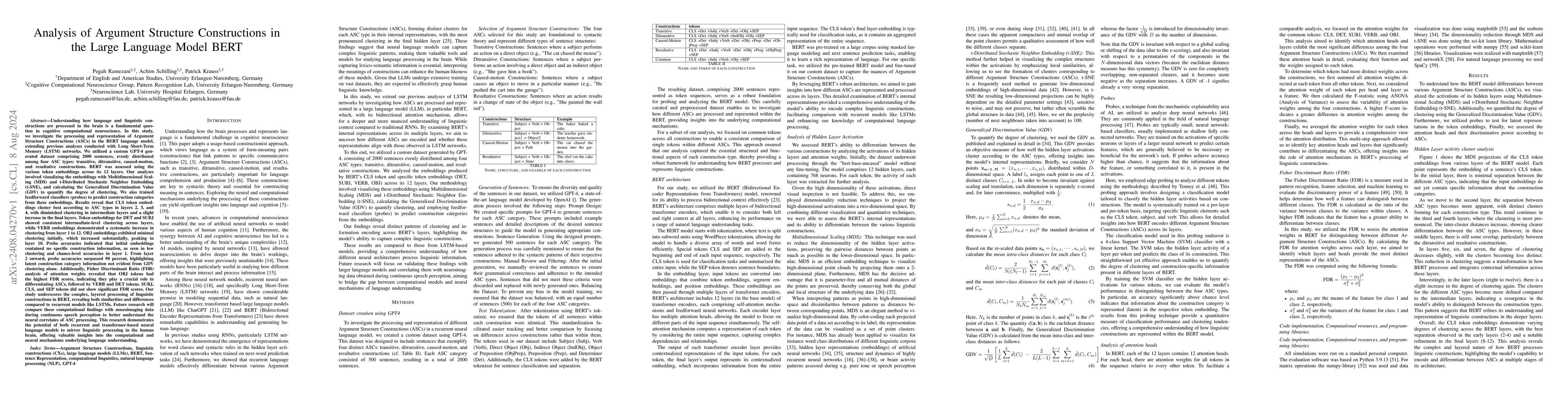 Thumbnail for Analysis of Argument Structure Constructions in the Large Language Model
  BERT