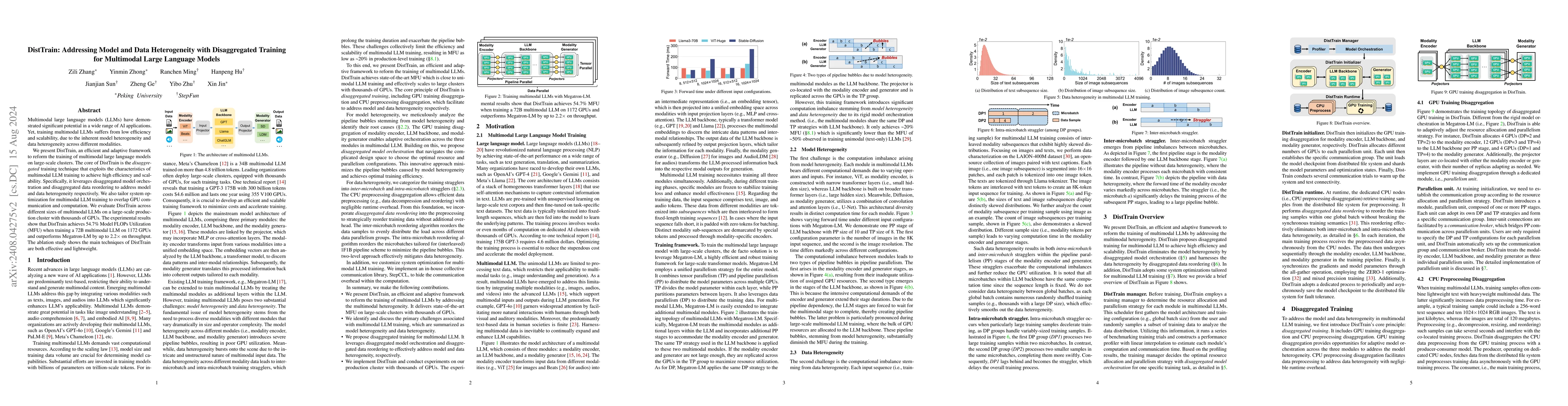 Thumbnail for DistTrain: Addressing Model and Data Heterogeneity with Disaggregated
  Training for Multimodal Large Language Models