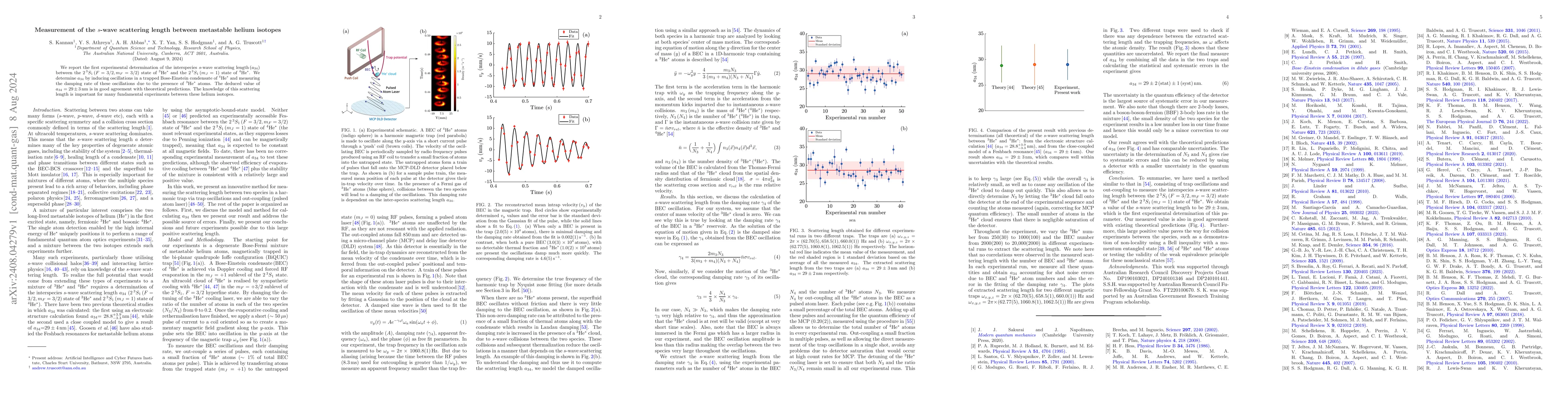 Thumbnail for Measurement of the $s$-wave scattering length between metastable helium
  isotopes
