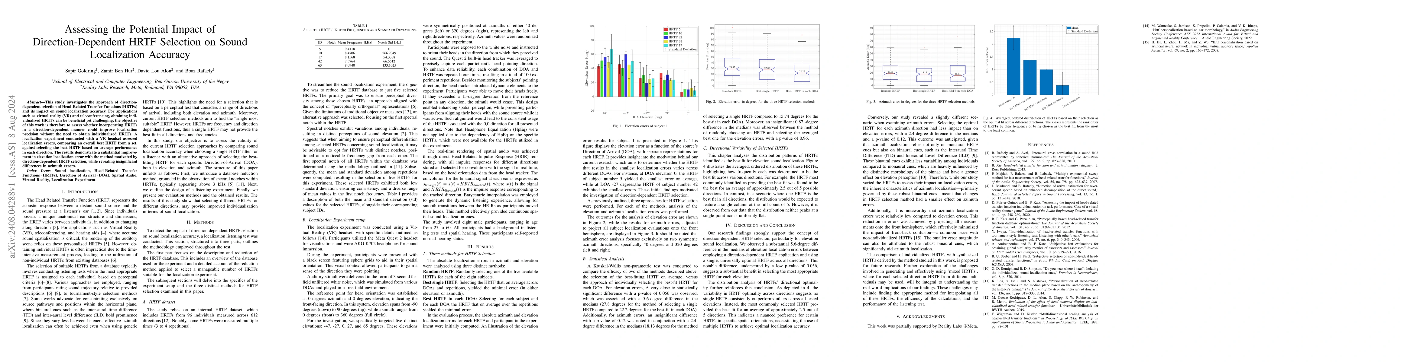 Thumbnail for Assessing the Potential Impact of Direction-Dependent HRTF Selection on
  Sound Localization Accuracy