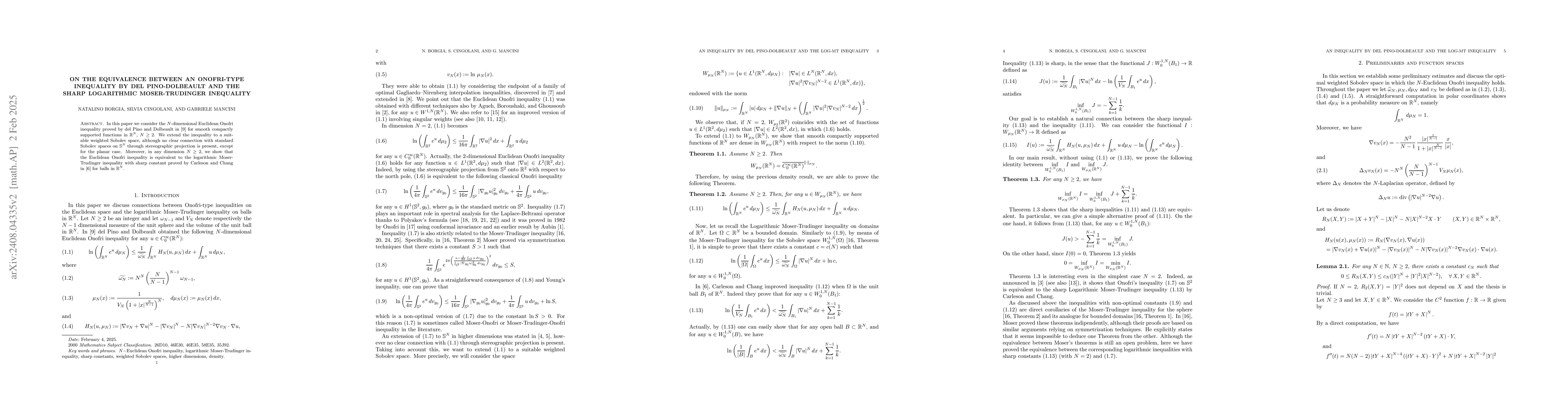 Thumbnail for On $N$-Euclidean Logarithmic Moser-Trudinger-Onofri inequality and some
  geometrical variants
